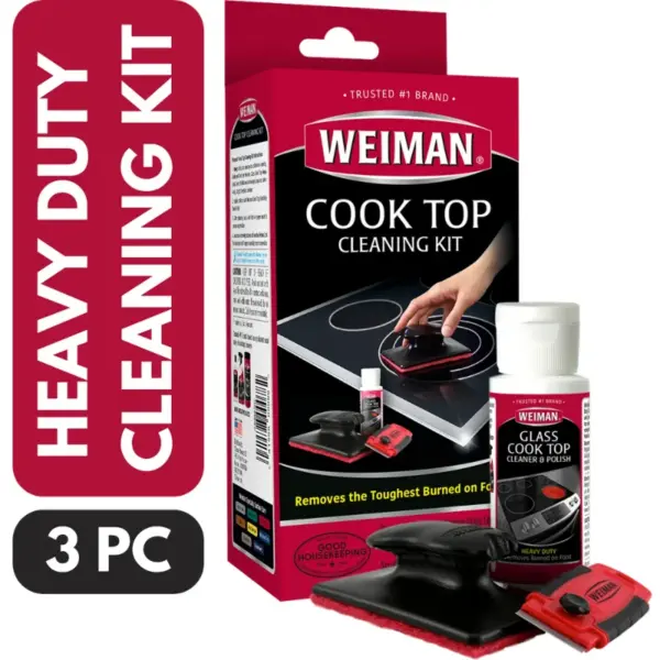 Weiman Cook Top Complete Cleaning Kit - Includes Cream, Scrubbing Pad and Scraper