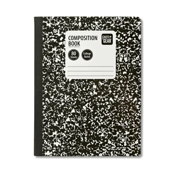Pen + Gear 80 ct Marble Composition Book, 9.75 x 7.5 College Ruled