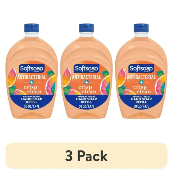(3 pack) Softsoap Antibacterial Liquid Hand Soap Refill, Crisp Clean, 50 Fluid Ounce Bottle