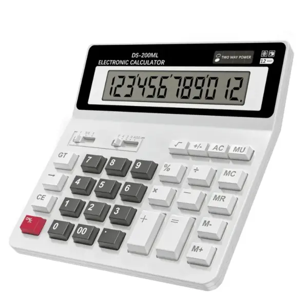 Desktop Calculator, Clear Large LCD 12-Digit Display, School Calculators with Dual Power Battery and Solar, Sensitive Big Buttons and Standard Function for School, Office, Home