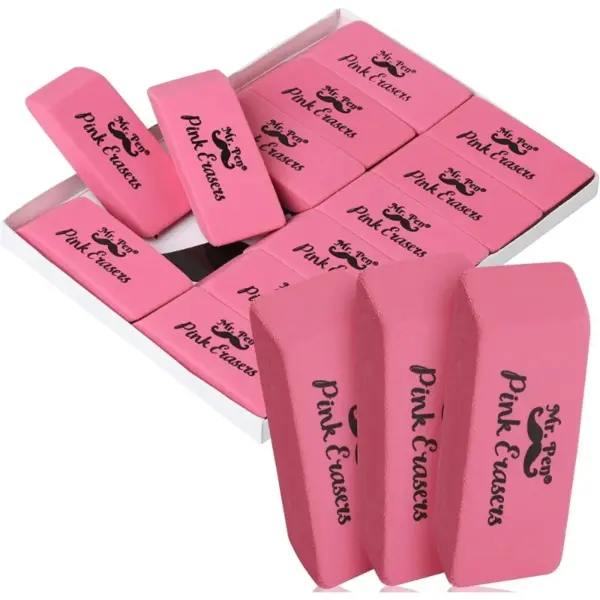 Mr. Pen- Erasers, Pink Erasers, Pack of 12, Pink Eraser, Pencil Erasers, Large, Office Supplies