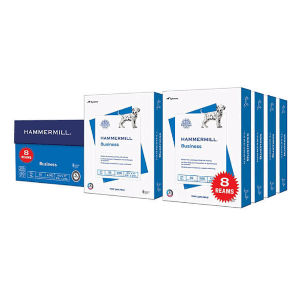 Hammermill Business Copy Paper, 8.5 x 11", 92 Bright, 20 lbs., 8 Reams (4,000 sheets)