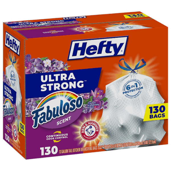 Hefty Ultra Strong Kitchen Drawstring Trash Bags, Fabuloso Scent 13 gal., 130 ct.