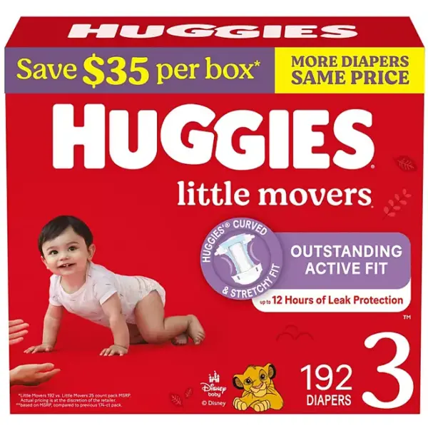 Huggies Little Movers Baby Diapers, Size 3-8
