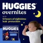 Huggies Overnites Nighttime Baby Diapers, Sizes 3-7 - Image 3
