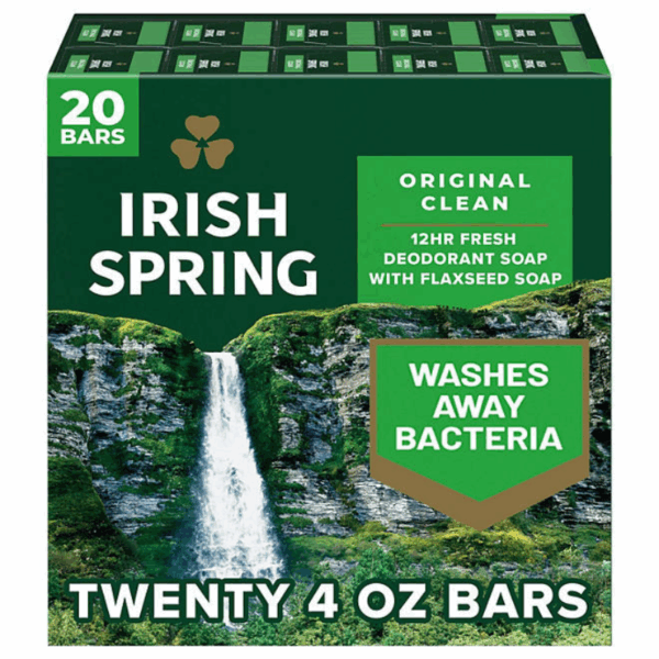 Irish Spring Bar Soap, Original Clean, 4 oz., 20 ct.