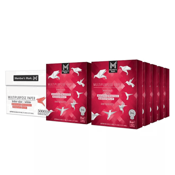 Member's Mark Multipurpose Copy Paper, 8.5 x 11”, 92 Bright, 20 lbs., 10 Reams (5,000 sheets)