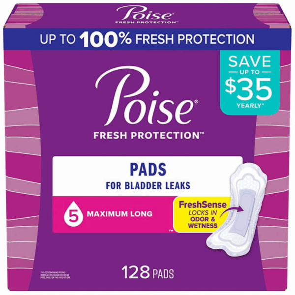 Poise Postpartum Incontinence Pads, 5 Drop Max Absorbency, 128 ct.