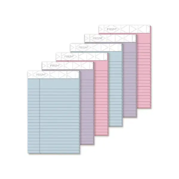 TOPS - Prism Plus Colored Junior Legal Pads, 5 x 8, Pastels - 6 50-Sheet Pads/Pack