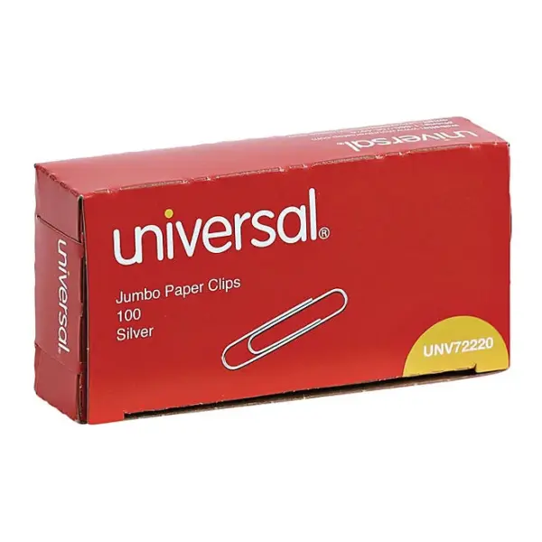 Universal Smooth Paper Clips, Jumbo, Silver, 100/Box, 10 Boxes/Pack