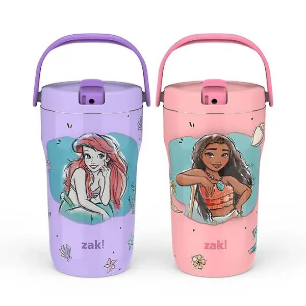 Zak Designs 14-oz. Stainless Steel Double Wall Sutton Grip Tumbler for Kids, 2-Piece Set, Assorted Characters