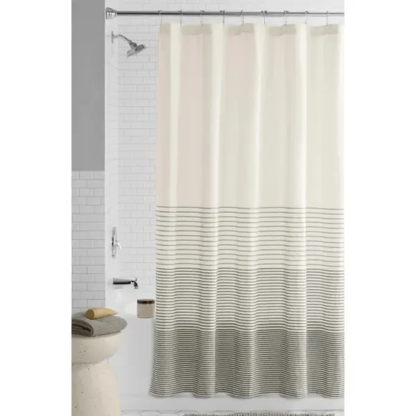 Mainstays Black Yarn Dyed Stripe Shower Curtain, 72" x 72"