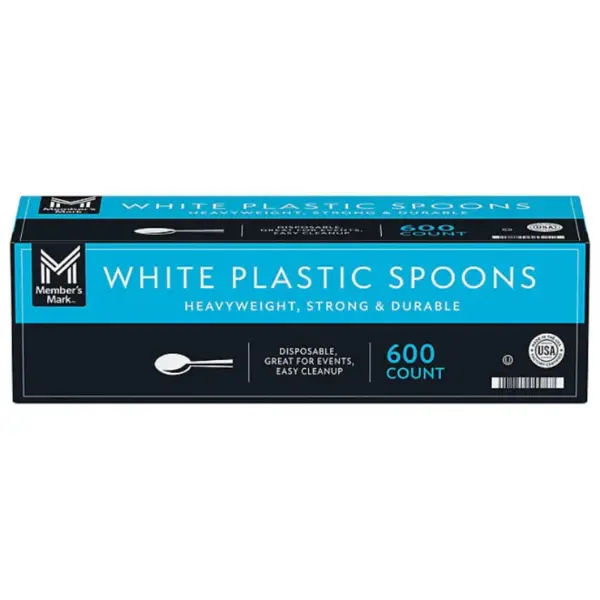Member's Mark Heavyweight White Plastic Spoons, 600 ct.