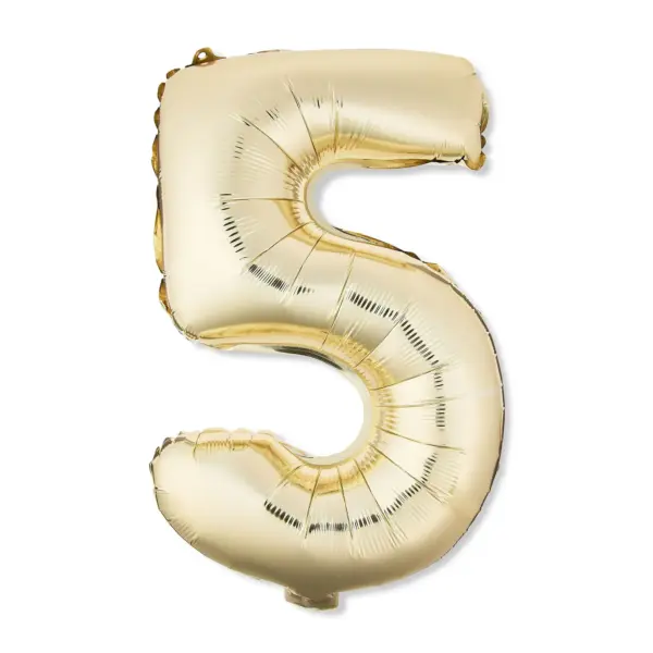 16" Gold Number 5 Foil Balloon, by Way To Celebrate