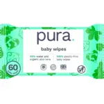 (4 pack) Pura Baby Wipes, Fragrance Free, Sensitive, EWG Verified, Plant-Based, 60 Count, Choose Your Count - Image 3