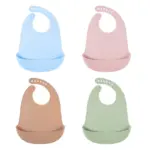 4Pcs Cute Silicone Baby Bibs for Babies & Toddlers Waterproof, Soft,BPA Free (10-72 Months,Unisex)