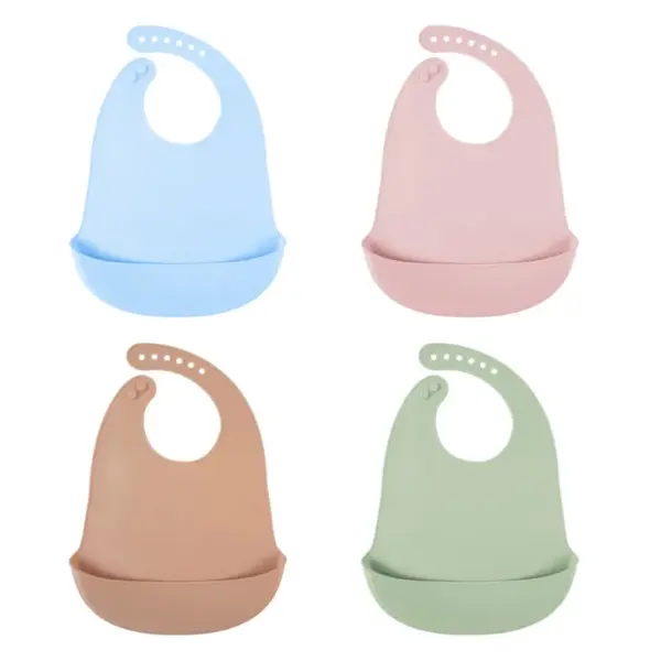 4Pcs Cute Silicone Baby Bibs for Babies & Toddlers Waterproof, Soft,BPA Free (10-72 Months,Unisex)