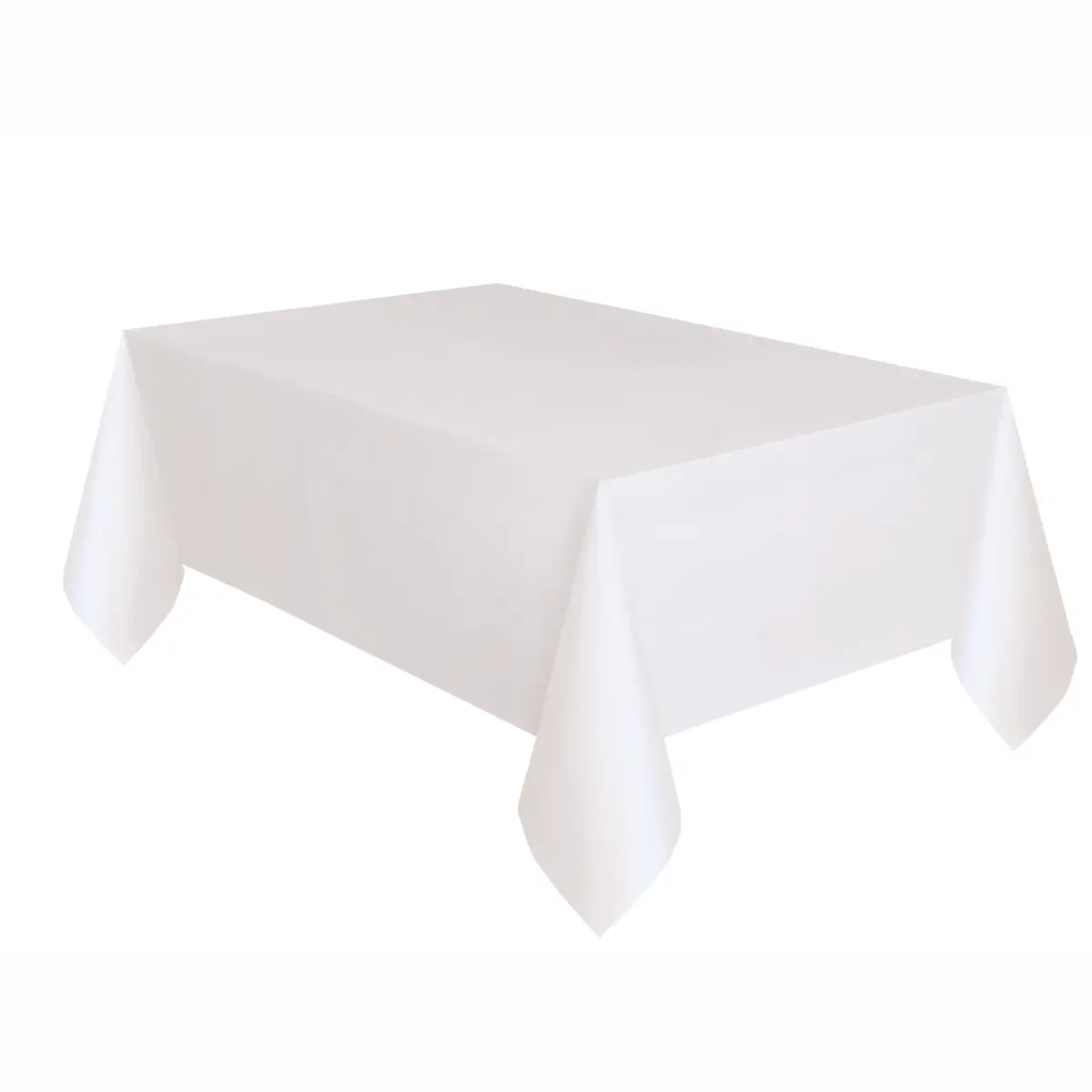 (6 pack) Rectangular 54" x 108" White Plastic Table Cover, by Way To Celebrate - Image 2