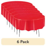 (6 pack) Round 84" Red Plastic Table Cover, by Way To Celebrate
