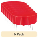 (6 pack) Round 84" Red Plastic Table Cover, by Way To Celebrate