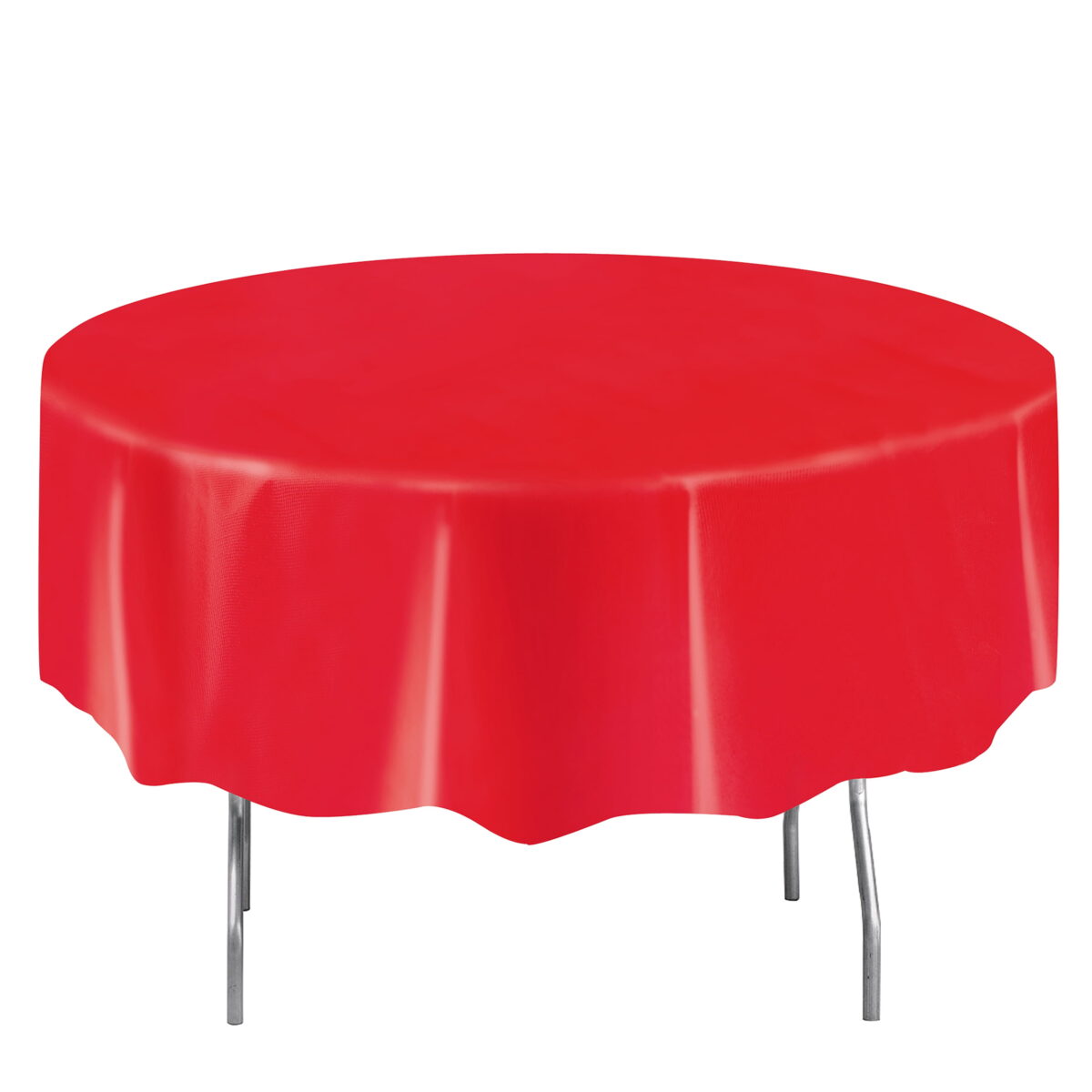 (6 pack) Round 84" Red Plastic Table Cover, by Way To Celebrate - Image 2