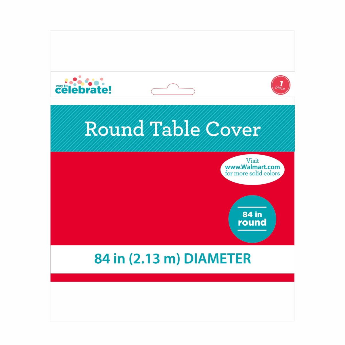 (6 pack) Round 84" Red Plastic Table Cover, by Way To Celebrate - Image 3