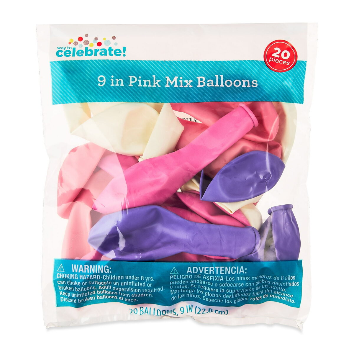 9" Pink/Purple/White Balloons, 20 Count, by Way To Celebrate - Image 2