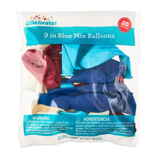 9" Red/White/Blue Balloons, 20 Count, by Way To Celebrate