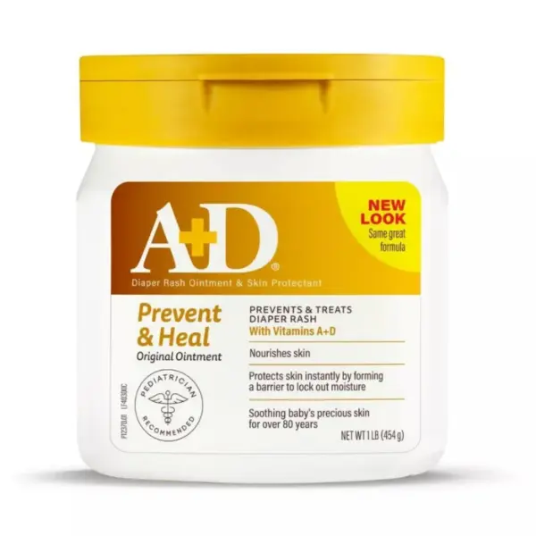A+D Baby Diaper Rash Ointment, Baby Protectant with Vitamins A and D - 454g