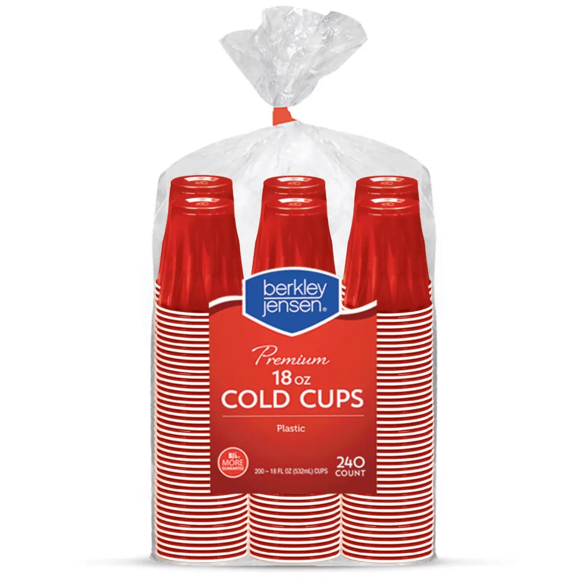 Berkley Jensen Premium Plastic Cups - Red, 18 oz.240 ct. - Image 1