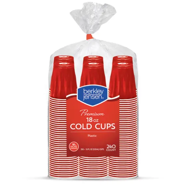 Berkley Jensen Premium Plastic Cups - Red, 18 oz.240 ct.