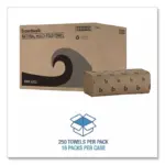 Boardwalk Multifold 1-Ply Natural Paper Towels 16 pks., 250 towels/pk. - Image 3