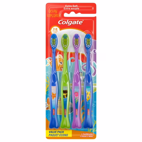 Colgate Kids Toothbrush Value Pack, Ocean Explorer, Extra Soft, 4 Pack