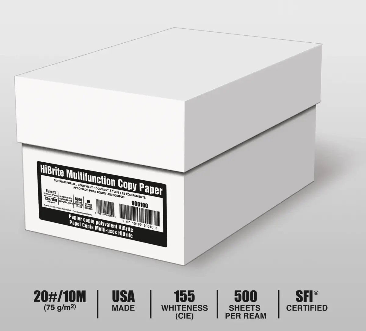 CopyFaxInk Printer Paper, 92 Brightness, 20 lb., Letter, 10 Reams, 5,000 SheetsCarton - Image 1