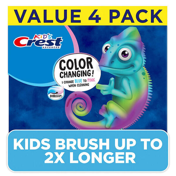Crest Kid's Advanced Color Changing Toothpaste, Bubblegum, 4.2 oz., 4 pk.