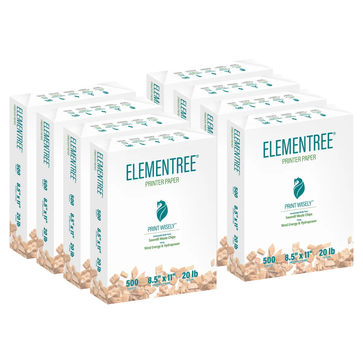 Elementree Sustainable Multipurpose Paper, 20 lb., 8.5" x 11", White, 4000 Sheets - Image 1