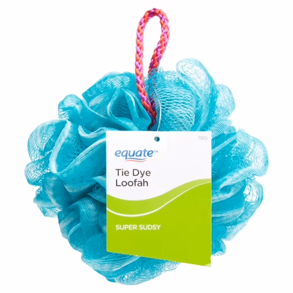 Equate Women's Loofah Bath Sponge Body Scrubber , Tie Dye, Color May Vary, for Bath or Shower