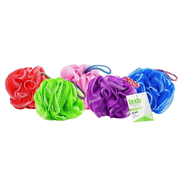 Freeman Mesh Tie Dye Pouf & Loofah, Exfoliating Bath Sponge, Colors May Vary, for Adults, 1 Count