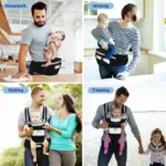 Fxcoia Baby Carrier with Hip Seat 6 in 1 Baby Wraps Carrier Adjustable Ergonomic Holder for Newborn Toddler Black - Image 8