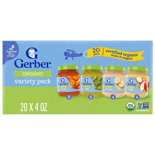 Gerber 1st Foods Organic Baby Food, Fruit & Veggie Value Pack, 4 oz., 20 ct.