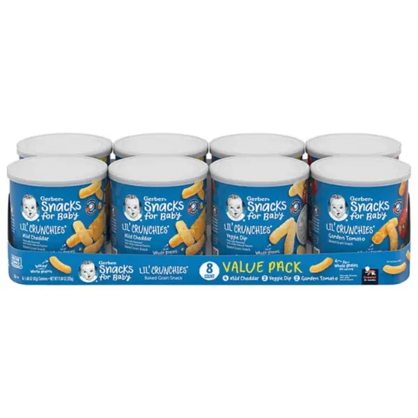 Gerber Lil' Crunchies Baked Grain Snack, Variety Pack, 1.48 oz., 8 ct.