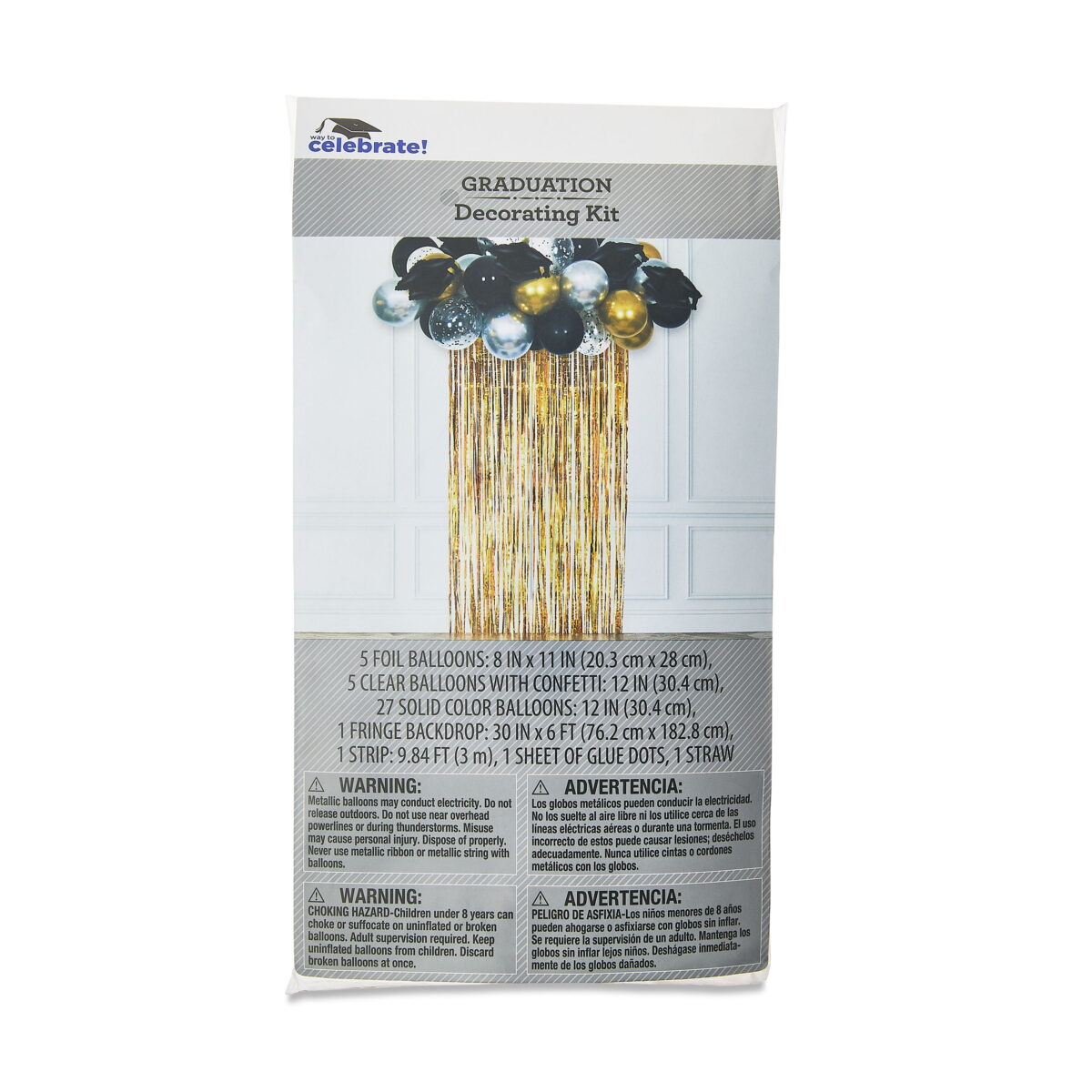 Graduation Multicolor Balloon Fringe Decorating Kit, 41 Pieces, by Way To Celebrate - Image 6