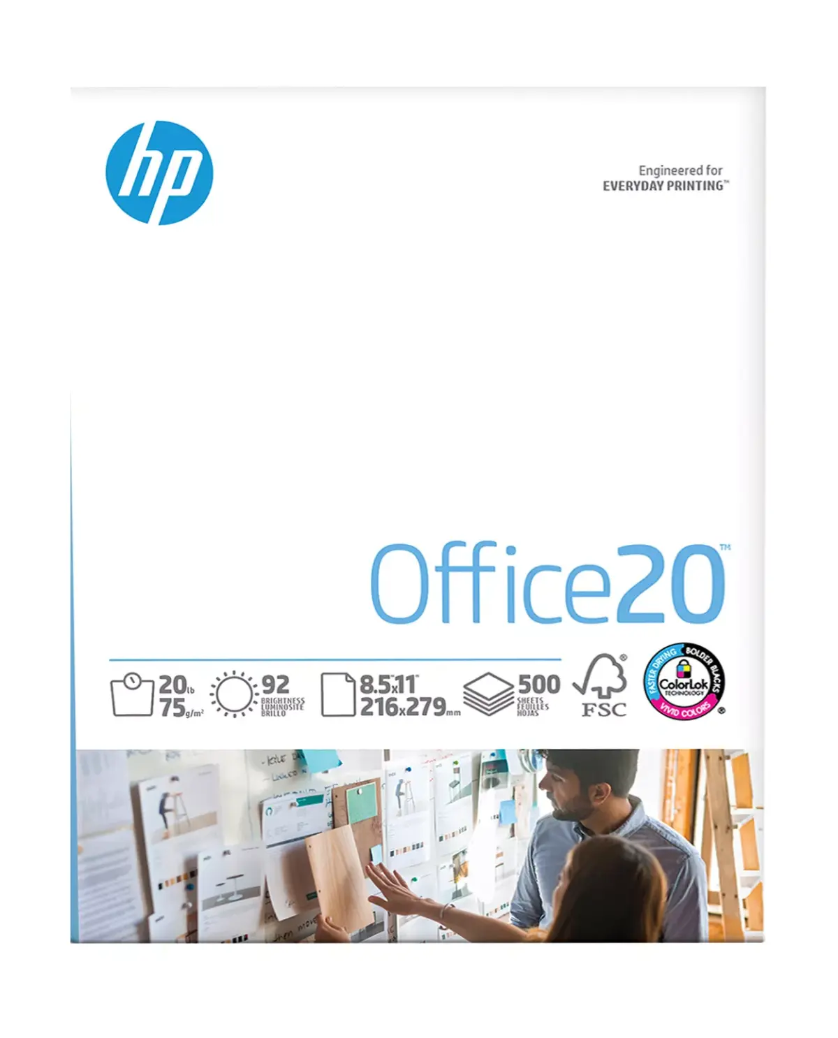 HP White Office Copy Paper, 92 Brightness, 20 lbs., Letter, 3 Reams, 1,500 sheets - Image 1