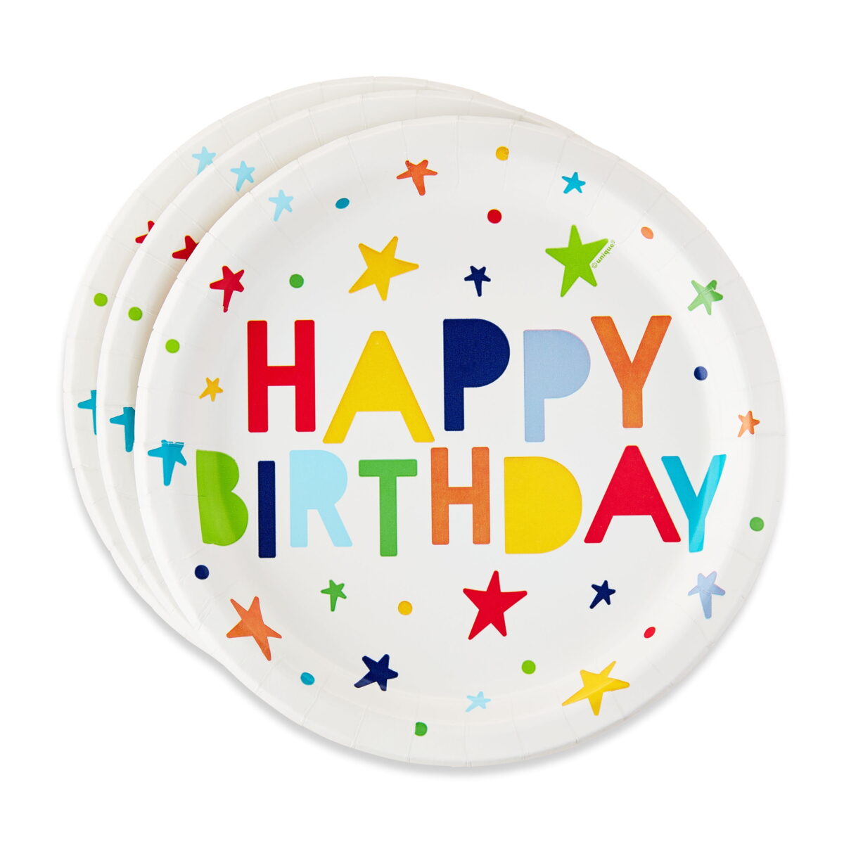 Happy Birthday Disposable Paper Plates, 9", Multicolor, 10 Count, by Way To Celebrate - Image 1