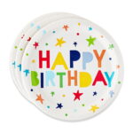 Happy Birthday Disposable Paper Plates, 9", Multicolor, 10 Count, by Way To Celebrate