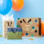 Happy Birthday Dots on Kraft Medium Gift Bag - Spritz™ Multicolor Polka Dot, 10 x 12.75 x 5, Classic Pattern - Image 3