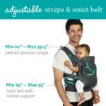 Infantino Carry On Active Multi-Pocket Baby Carrier, 4-Positions, 8-40lbs, Gray - Image 3