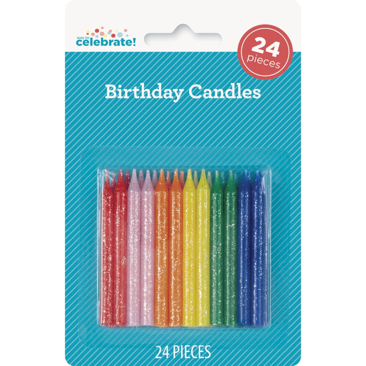 Multicolor Glitter Birthday Candles, 24 Count, by Way To Celebrate - Image 1