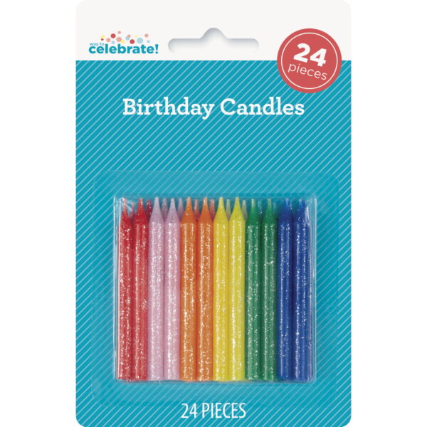 Multicolor Glitter Birthday Candles, 24 Count, by Way To Celebrate