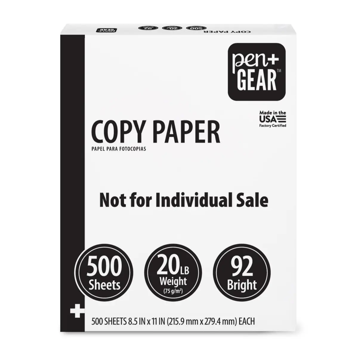 Pen + Gear Copy Paper, 8.5" x 11", 92 Bright, 20 lb., White, 8 Ream Case (4,000 Sheets) - Image 2